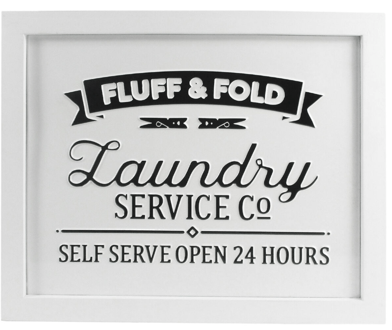 ENAMEL Fluff fold LAUNDRY Service Co ART FRAME