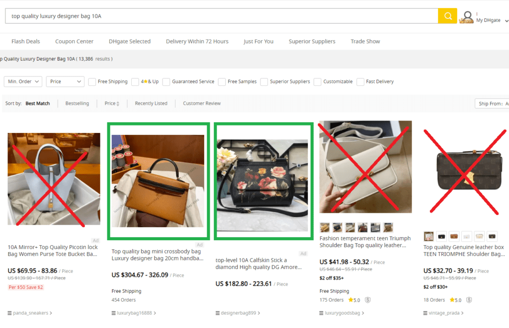 DHGate shopping for high quality designer luxury dupes and inspired items