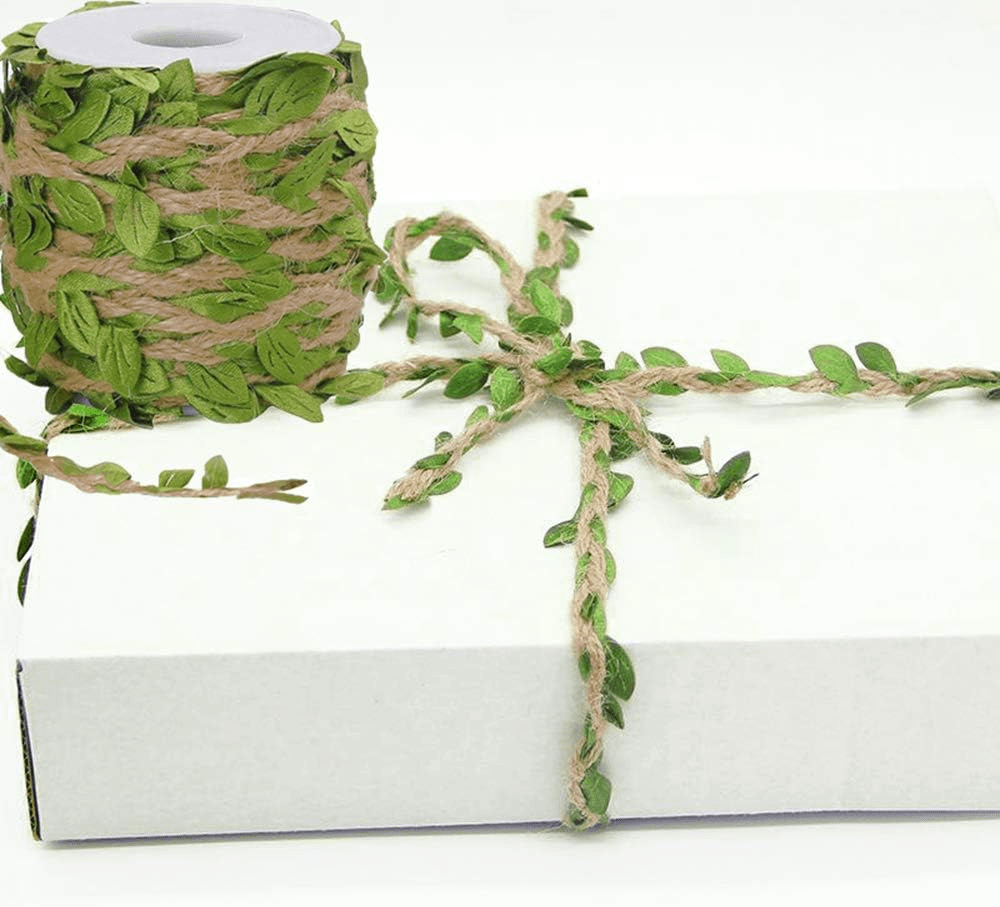 Leafy burlap twine with leaves