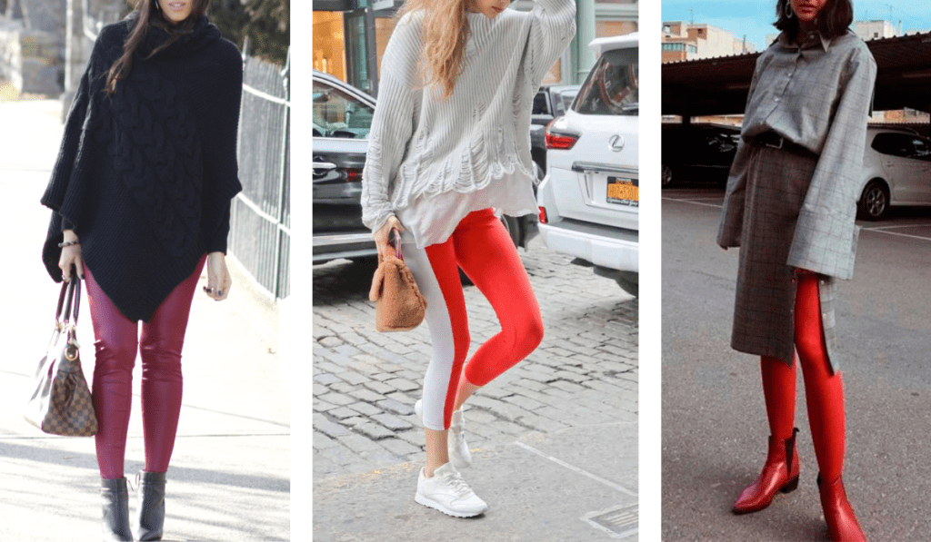 Stylish ways to wear red tights Layer Up with Oversized Sweaters