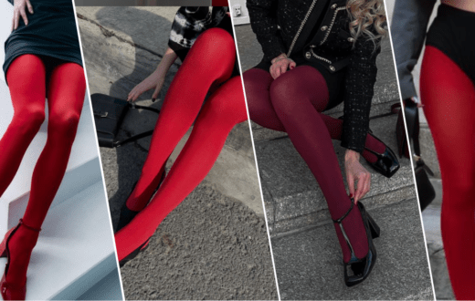 Stylish ways to wear red tights Outfit Ideas
