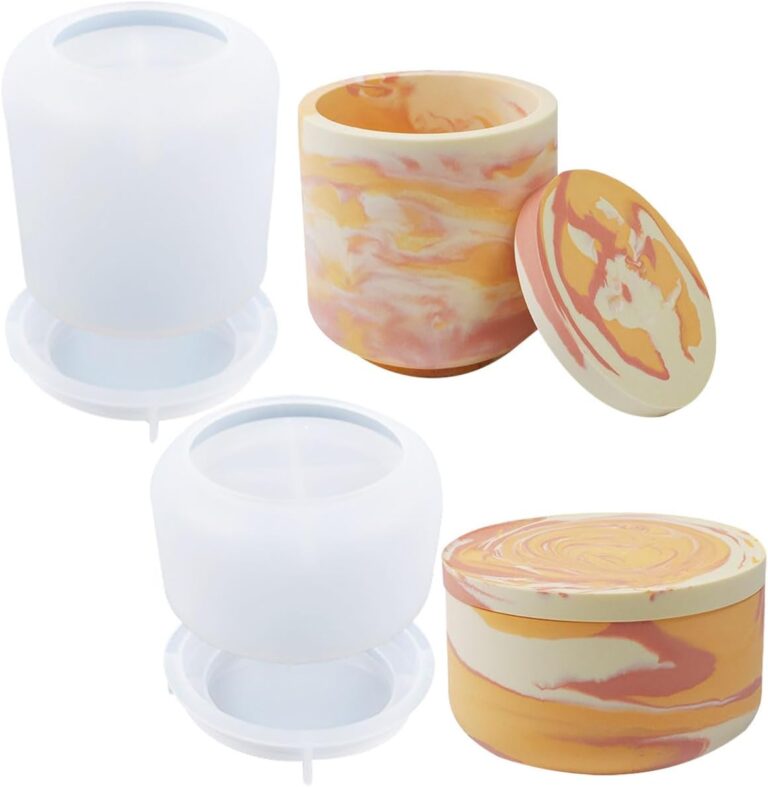 2 PCS Large Jar Resin Mold with Lid Silicone Resin Box Mold