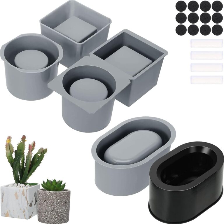 3 Pack Silicone Planter Molds for Concrete Square and Round Shaped Flower Cement Molds