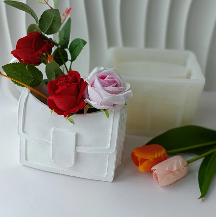 Luxury Handbag Flower Pot Silicone Mold DIY Plaster Vase Fashion Bag