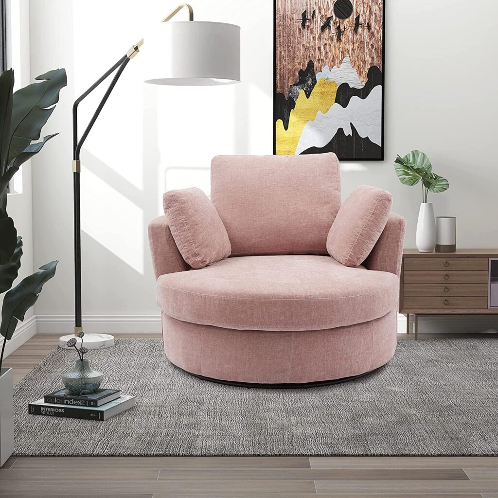 Small Loveseat Sofa Couch Swivel Barrel Chairs for Bedroom with 3 Pillows