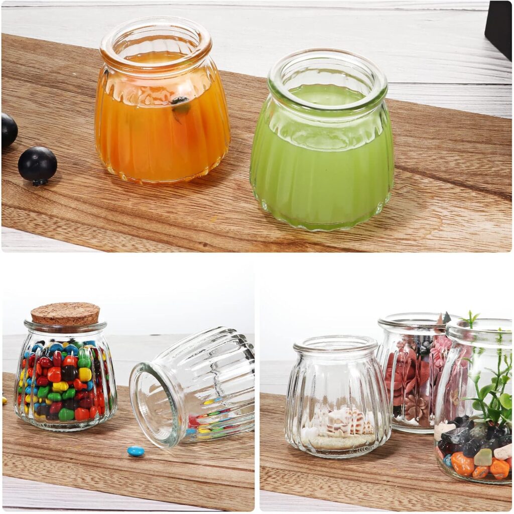 Candle Party Favors  Mini-Yogurt-4oz-Glass-Jars-24-Pack-with-PE-Lids-and-Cork-Lids