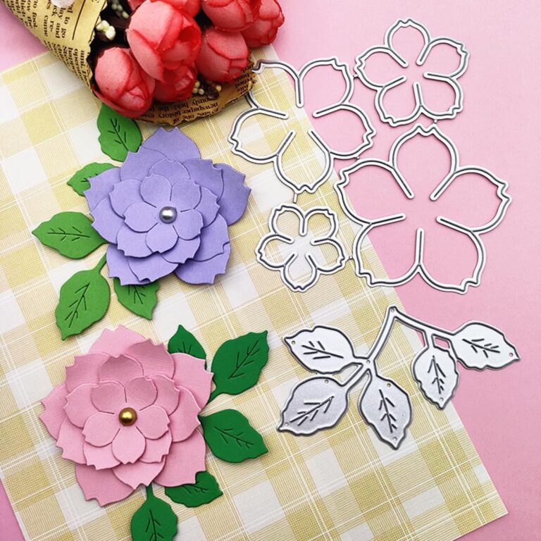 3D Rose Flower Metal Die Cuts Wedding Flower Leaves Cutting Dies